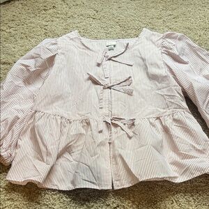 A New Day bow front puff sleeve top